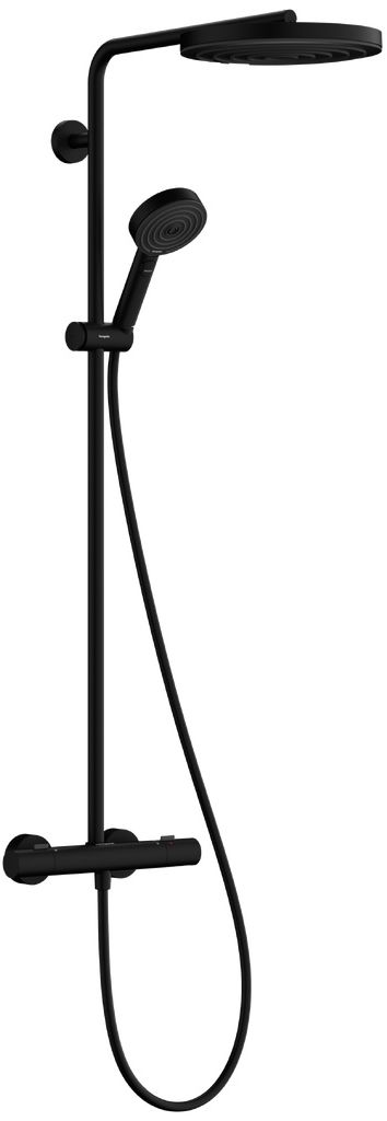 Hansgrohe Pulsify S zuhany készlet fal termosztáttal trópusi zuhany opcióval fekete 24236670