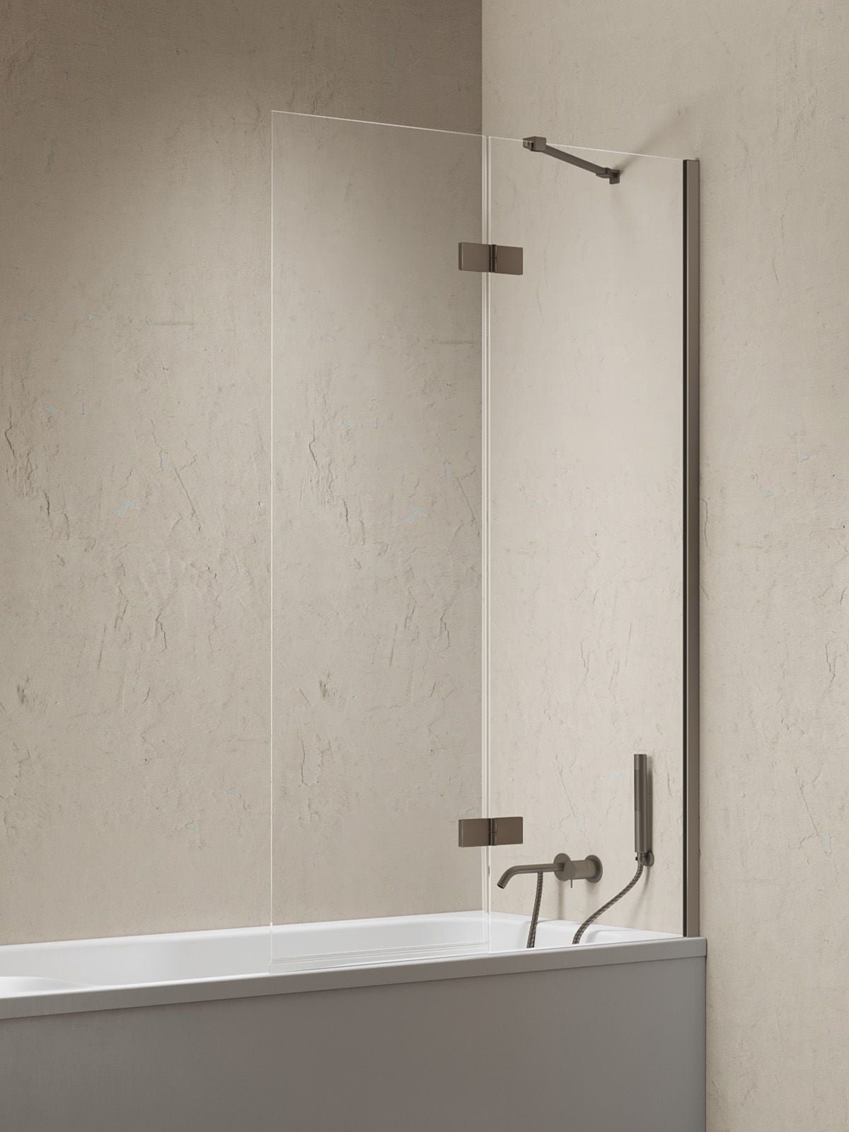 New Trendy Nesta Gunmetal Brushed zuhanyparaván 100 cm kétrészes csiszolt/átlátszó üveg P-0258-WL