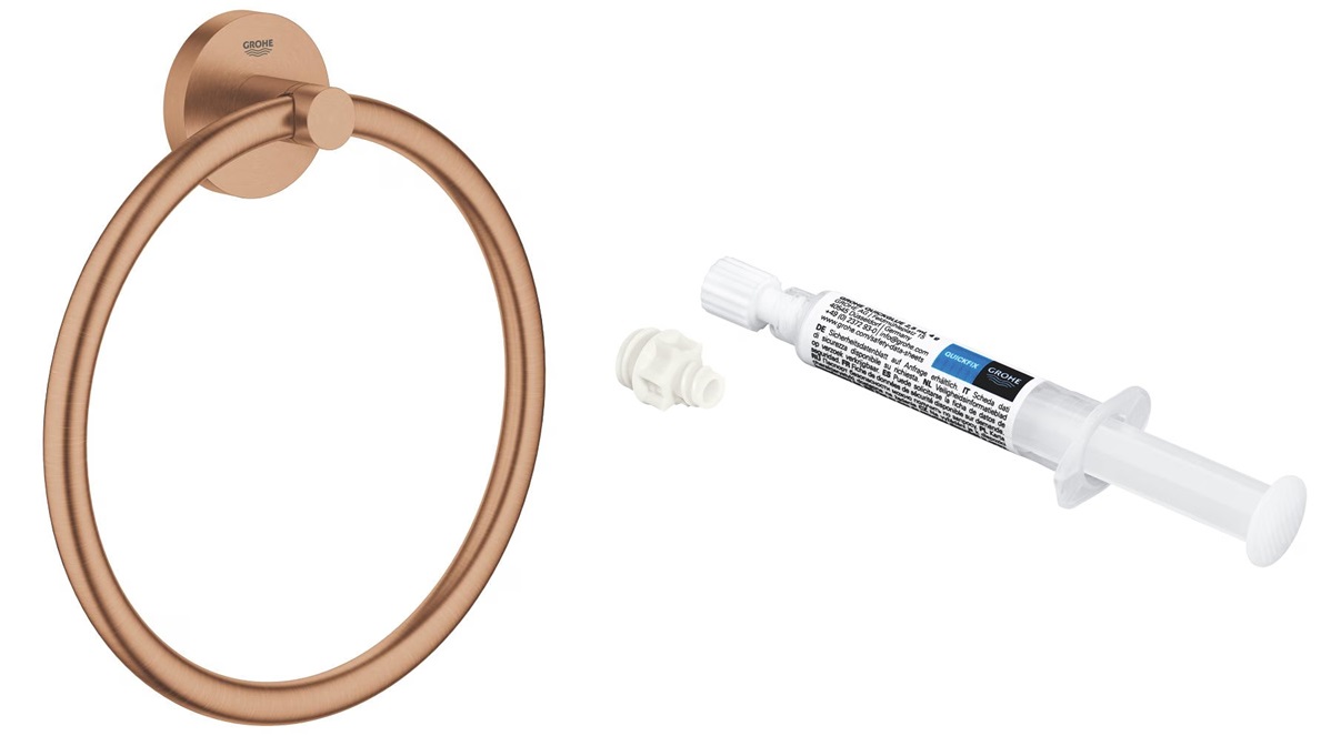 Készlet törölközőtartó Grohe Start 41174DL0, ragasztó Grohe QuickGlue 41127000