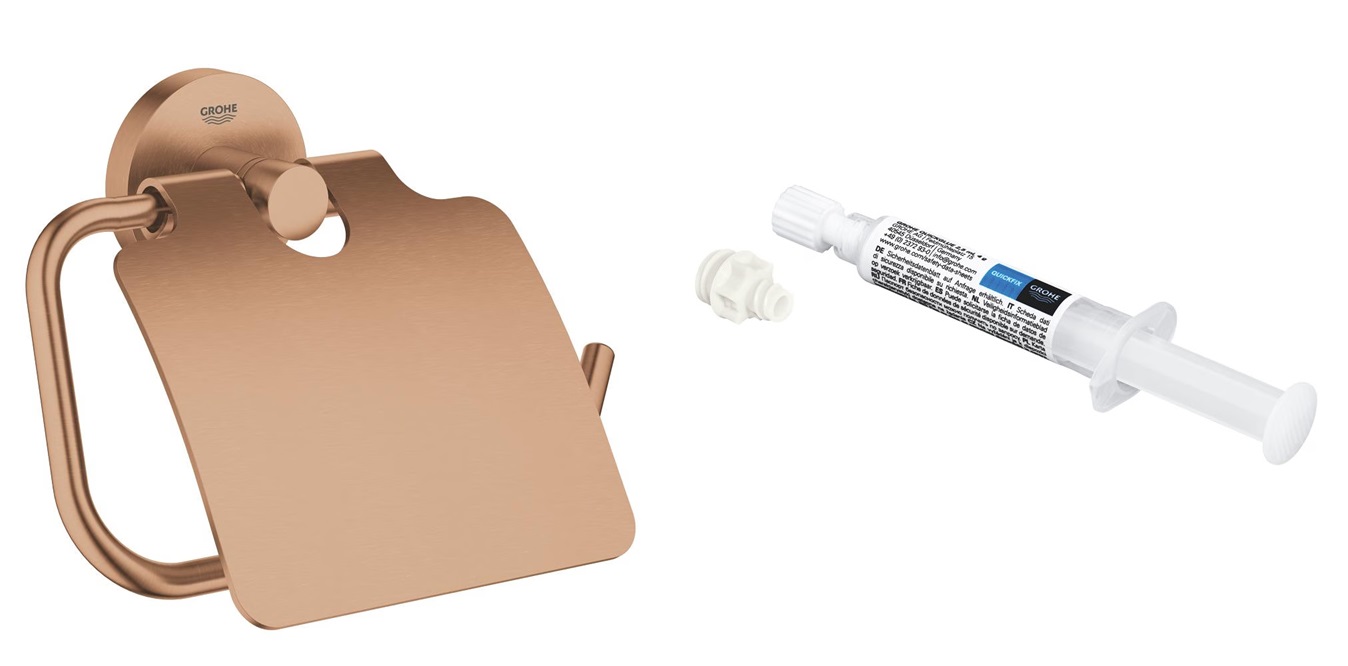 Készlet WC papír tartó Grohe Start 41179DL0, ragasztó Grohe QuickGlue 41127000