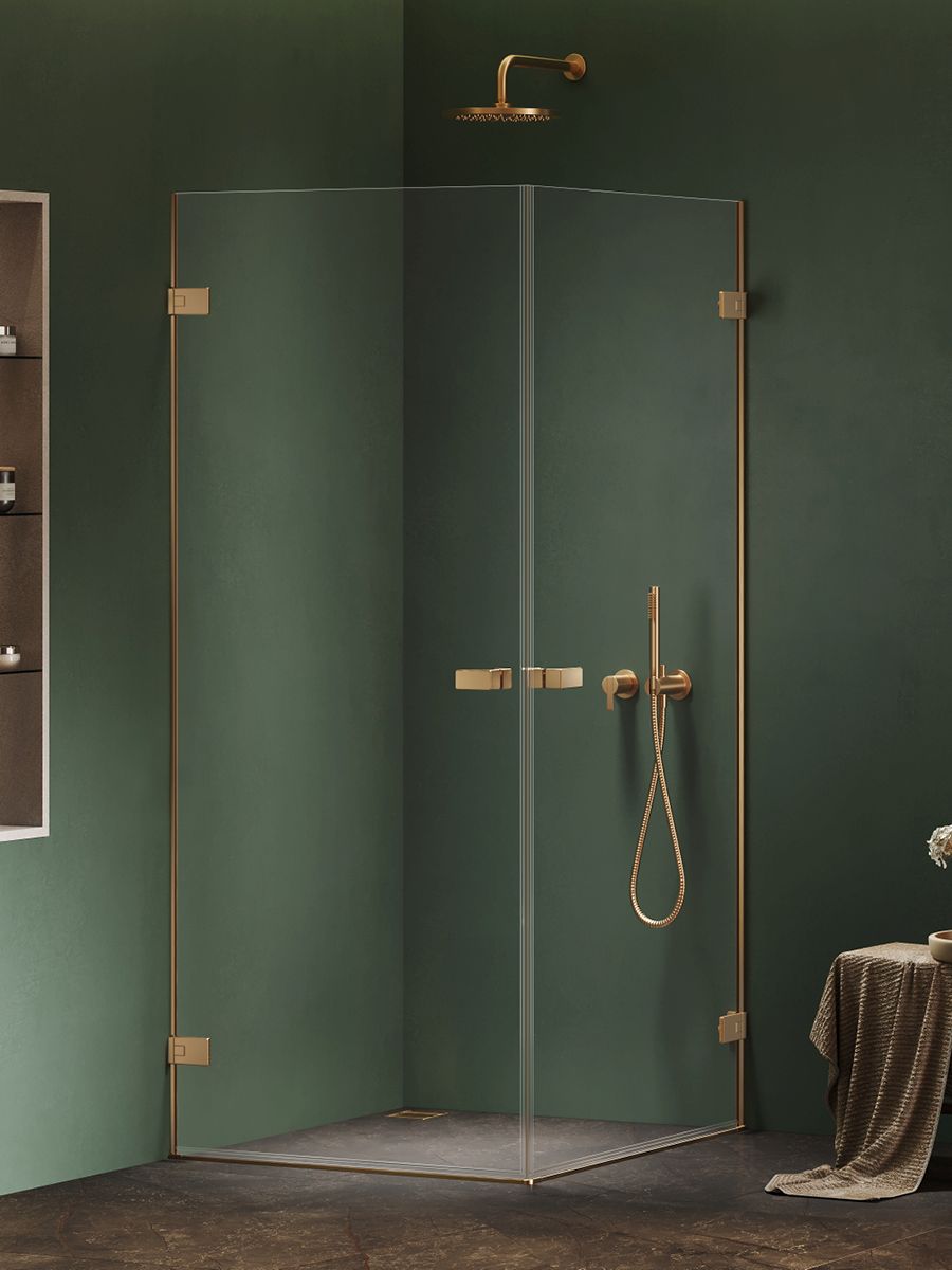 New Trendy Oxia Gold Brushed zuhanykabin 90x90 cm arany csiszolt/átlátszó üveg AXJ-0602