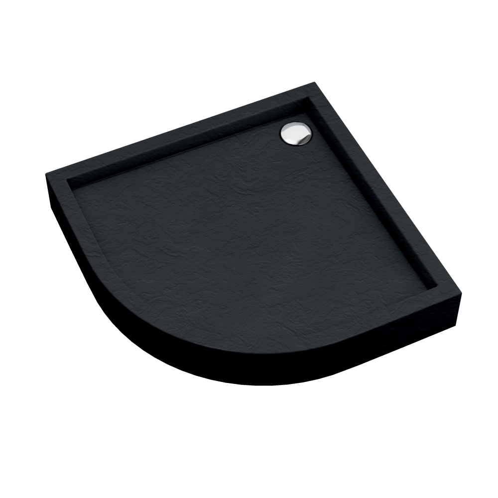 Schedpol Medium Black Stone félkör alakú zuhanytálca 80x80 cm fekete 3.4733/C/ST