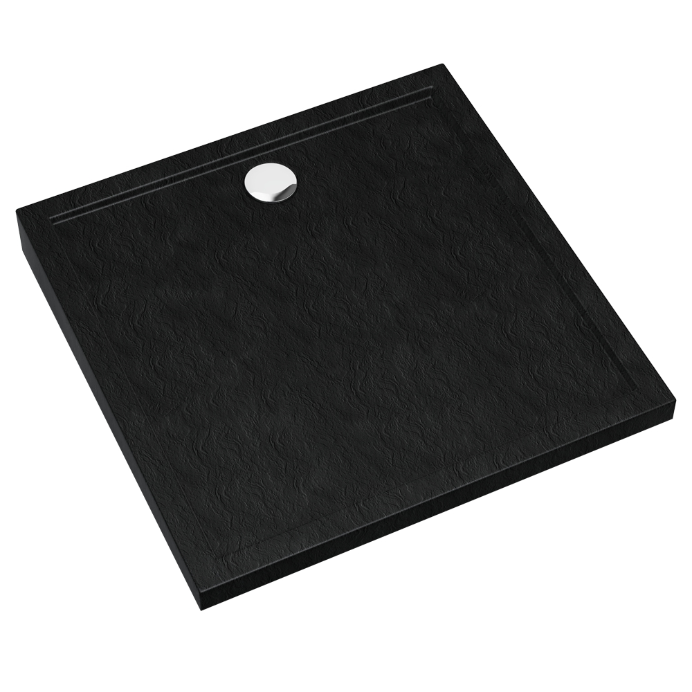 Schedline Sharper Black Stone négyzet alakú zuhanytálca 90x90 cm fekete 3S.S2K-9090/C/ST