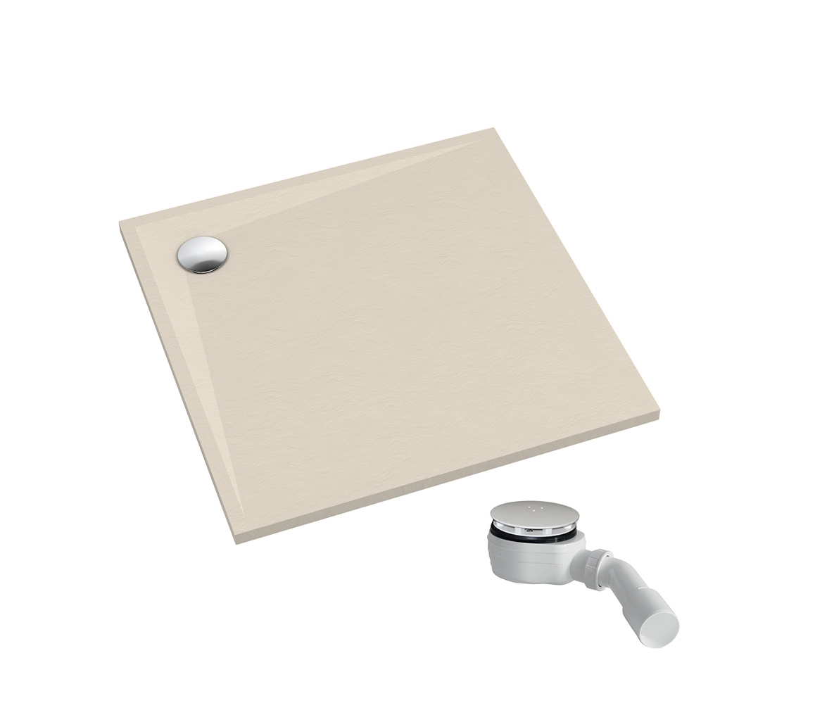 Schedpol Etrusco Cashmere Stone négyzet alakú zuhanytálca szifonnal 90x90 cm bézs 3.461/PK/ST