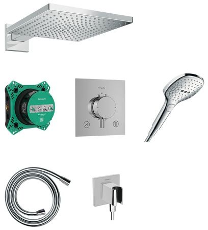 Hansgrohe Raindance E zuhany készlet beépített termosztáttal trópusi zuhany opcióval króm 24623000