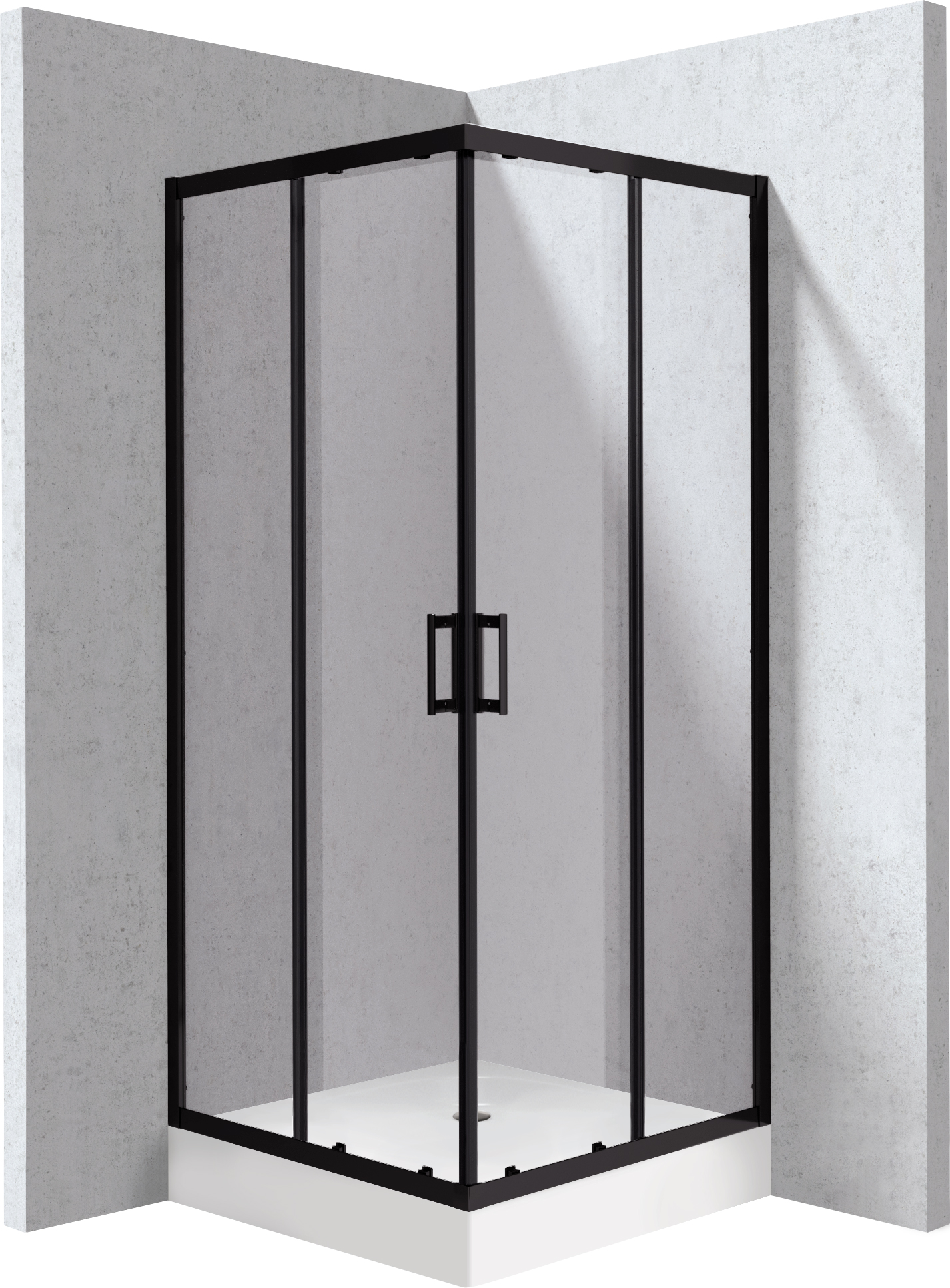 Deante Funkia Evo zuhanykabin zuhanytállal 90x90 cm négyzet fekete matt/átlátszó üveg KYCZN099P