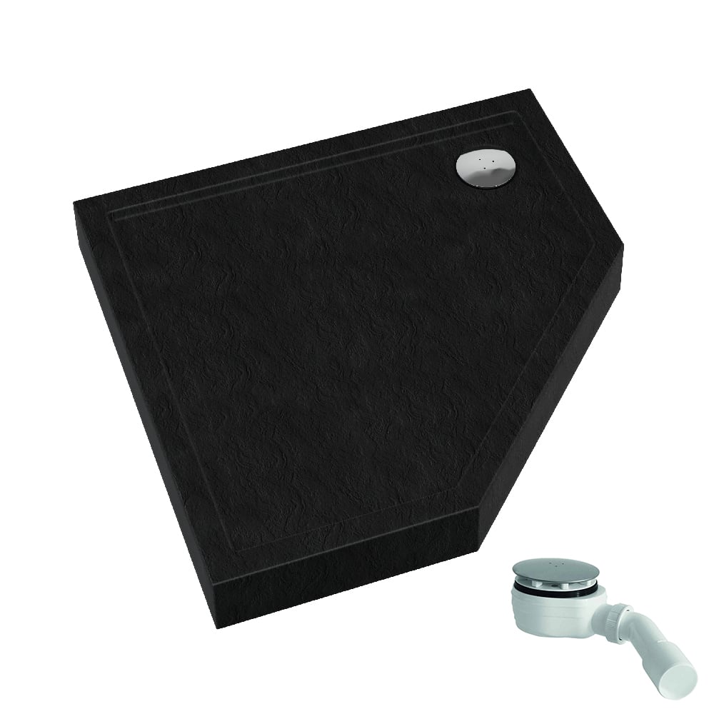Schedpol Competia New Black Stone ötszögletű zuhanytálca 90x90 cm fekete 3.4698/C/ST
