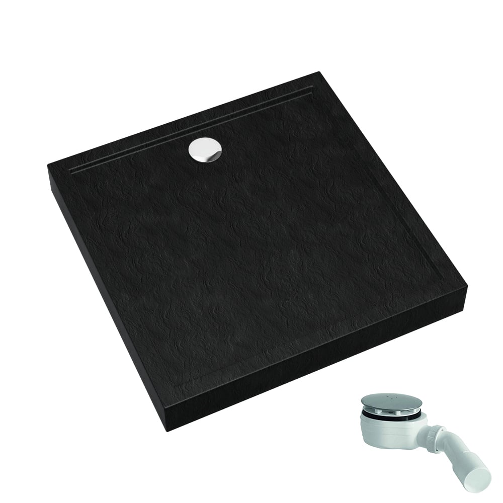 Schedpol Competia New Black Stone négyzet alakú zuhanytálca 90x90 cm fekete 3.4831/C/ST