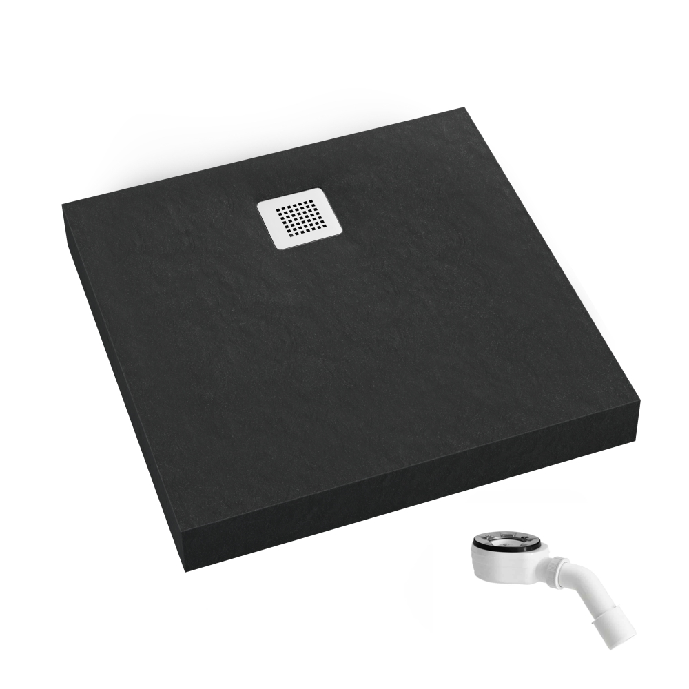 Schedpol New Horizons Black Stone négyzet alakú zuhanytálca 100x100 cm fekete 3.3402/C/ST-M2