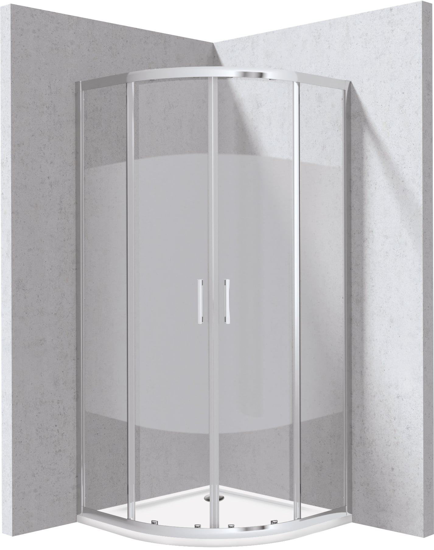 Deante Funkia Evo zuhanykabin zuhanytállal 80x80 cm félkör alakú króm fényes/üveg mintával KYPP0E88P