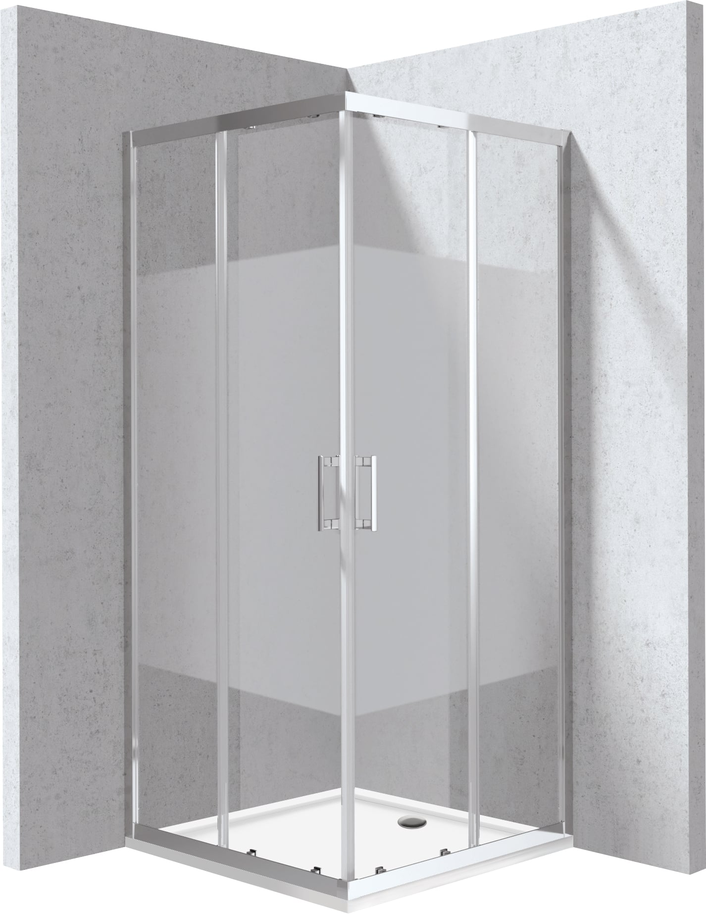 Deante Funkia Evo zuhanykabin zuhanytállal 90x90 cm négyzet króm fényes/üveg mintával KYCP0E99P
