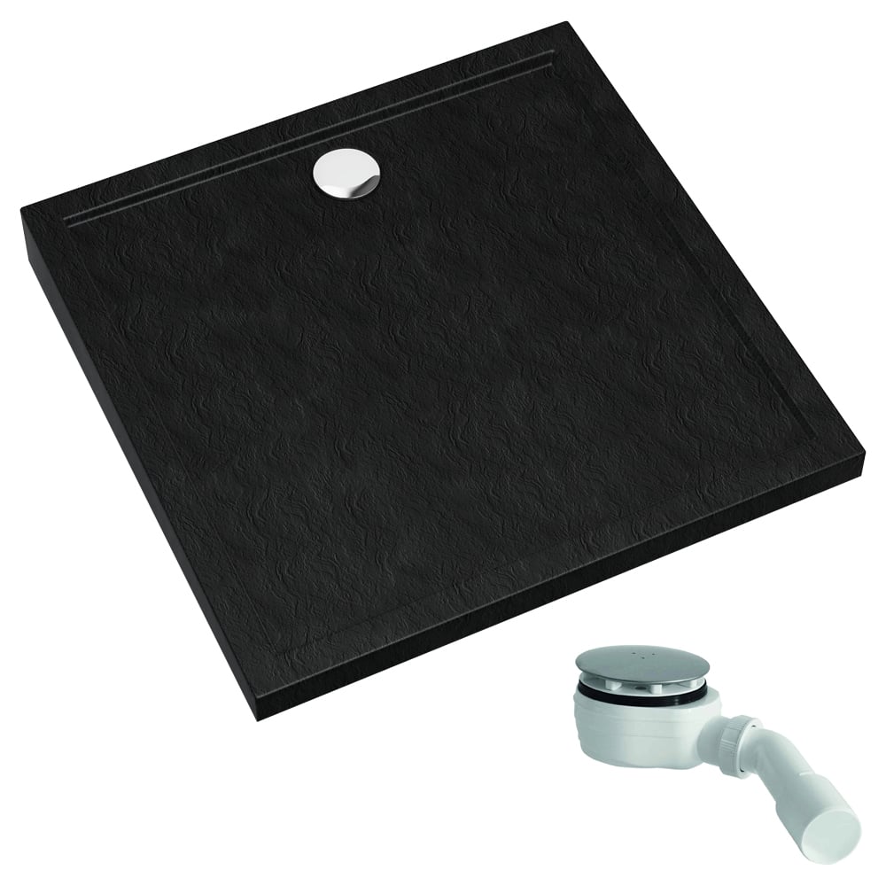 Schedpol Caspar New Black Stone négyzet alakú zuhanytálca 90x90 cm fekete 3.2831/C/ST