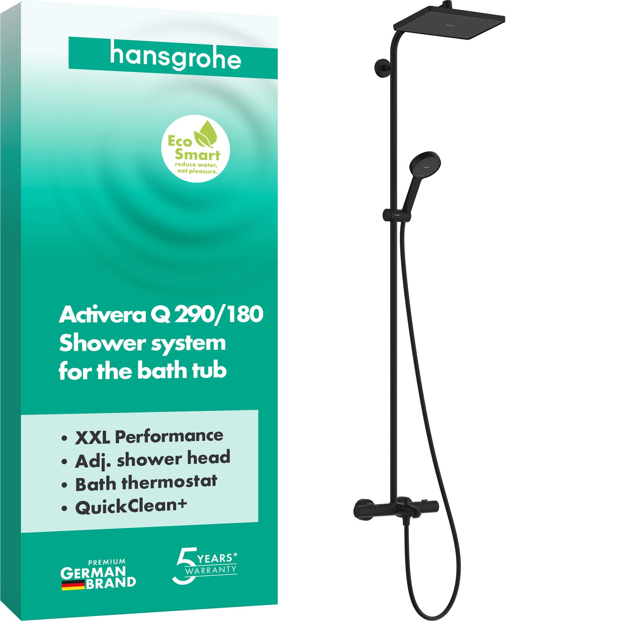 Hansgrohe Activera Q zuhany készlet fal termosztáttal trópusi zuhany opcióval fekete 28753670