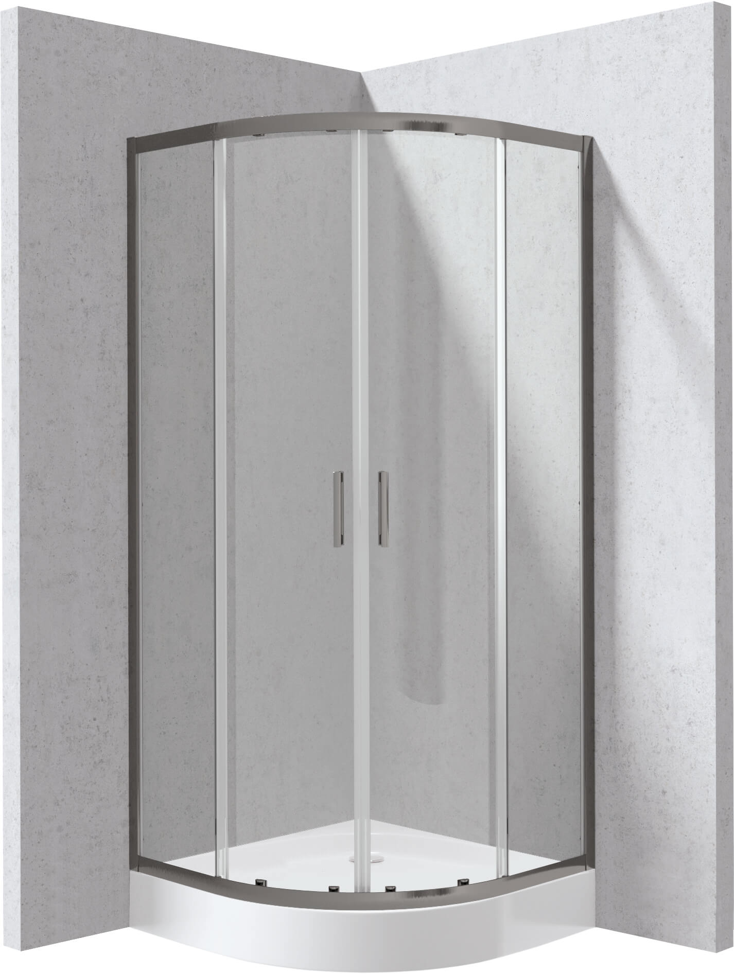 Deante Funkia Evo zuhanykabin zuhanytállal 80x80 cm félkör alakú grafit matt/átlátszó üveg KYPZD088P