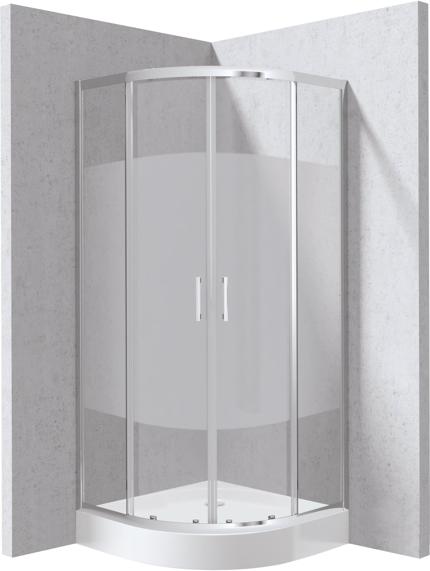 Deante Funkia Evo zuhanykabin zuhanytállal 80x80 cm félkör alakú króm fényes/üveg mintával KYPZ0E88P