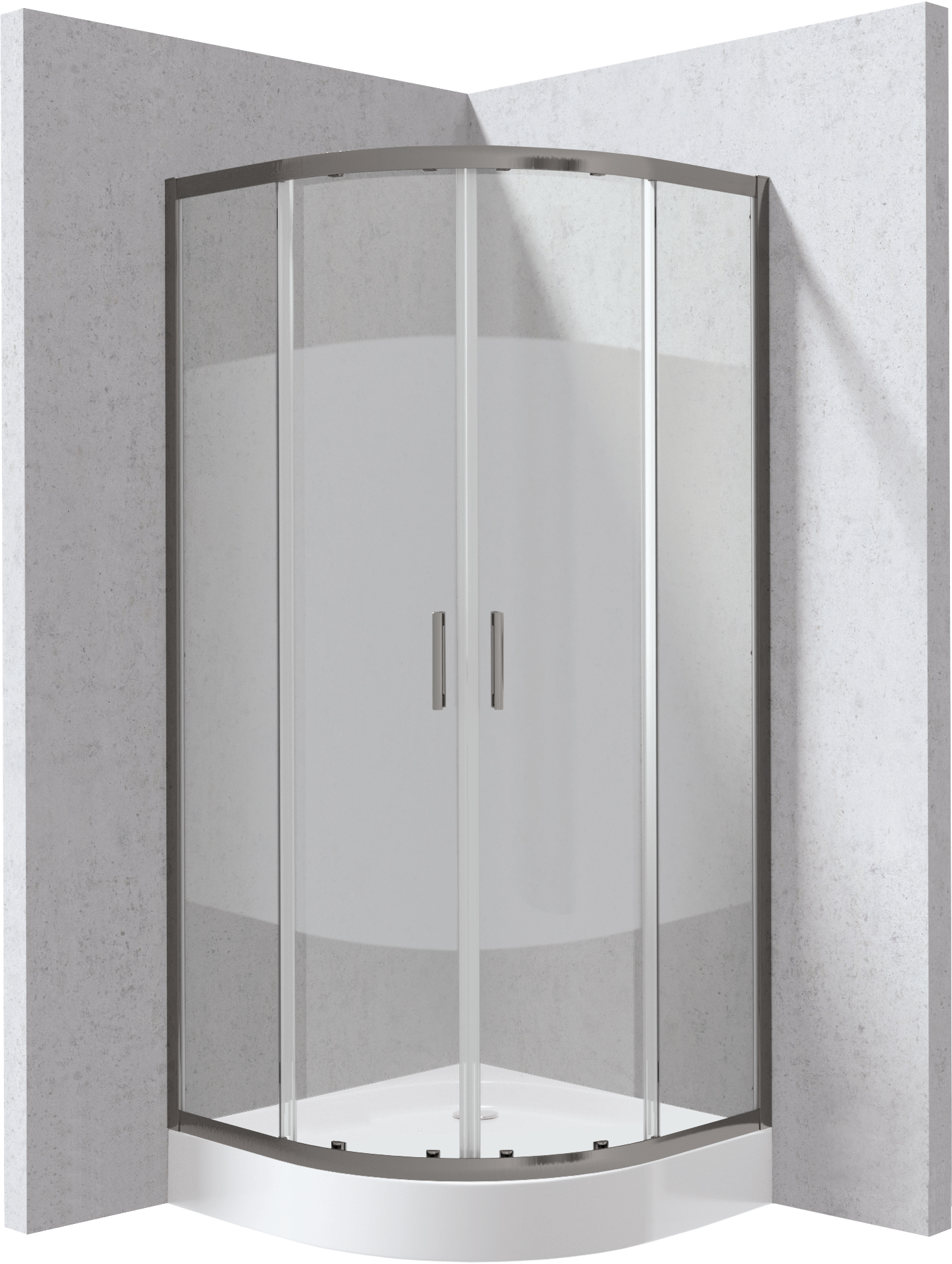 Deante Funkia Evo zuhanykabin zuhanytállal 80x80 cm félkör alakú grafit matt/üveg mintával KYPZDE88P