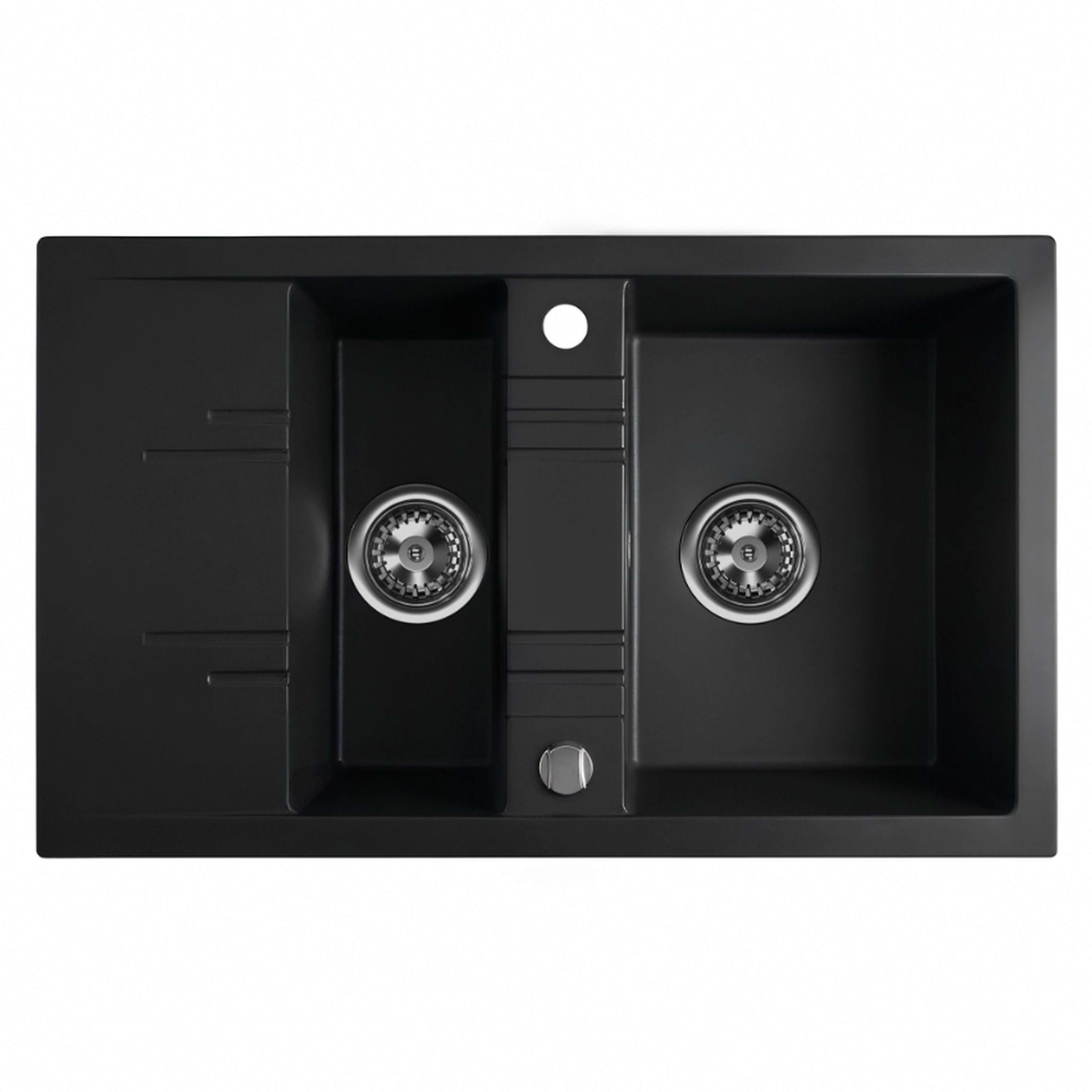 Ferro Mezzo II gránit mosogató 79x48 cm fekete DRGM3-48-79BM