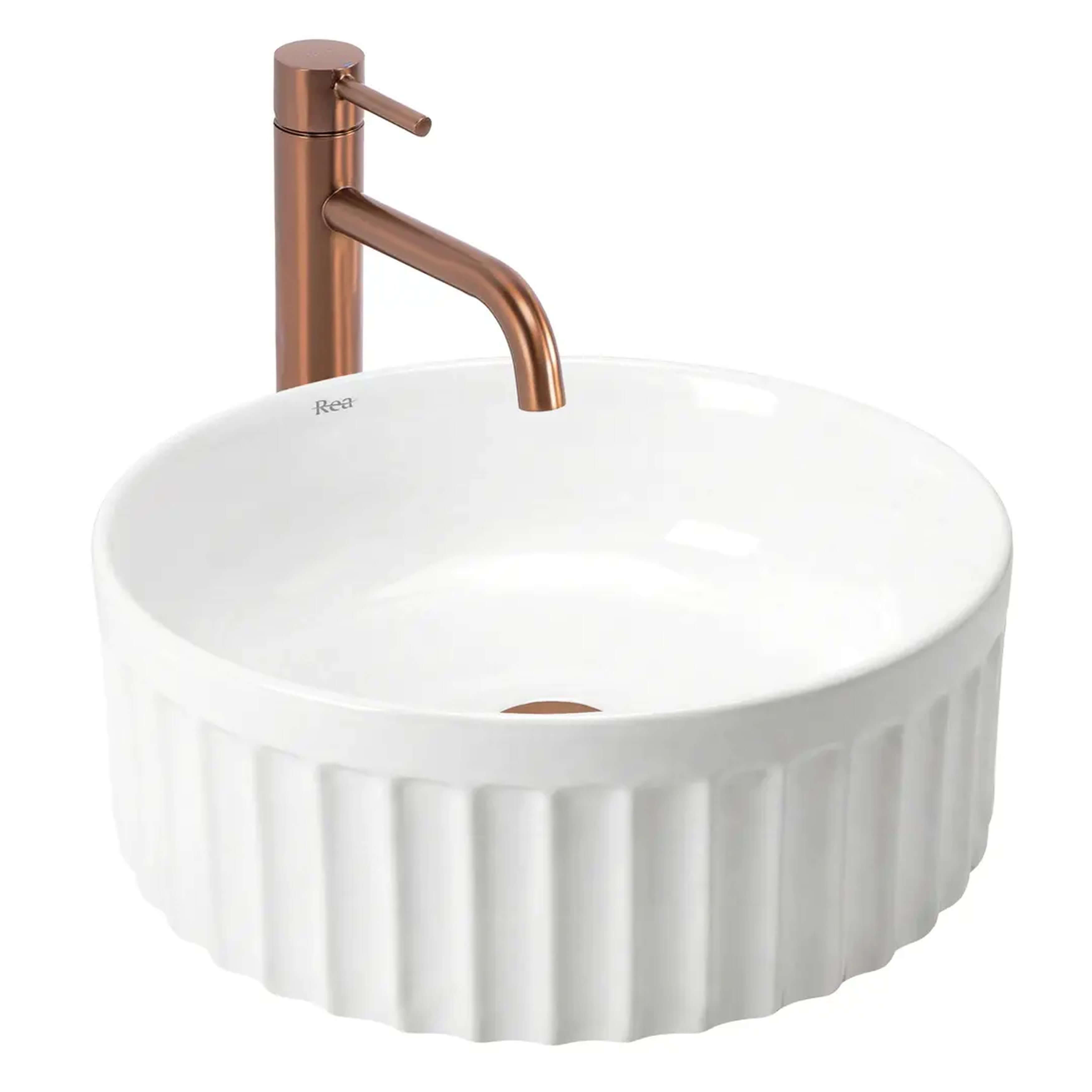 Rea Duo mosdótál 38x38 cm kerek mosdótálak fehér fényes REA-U3602