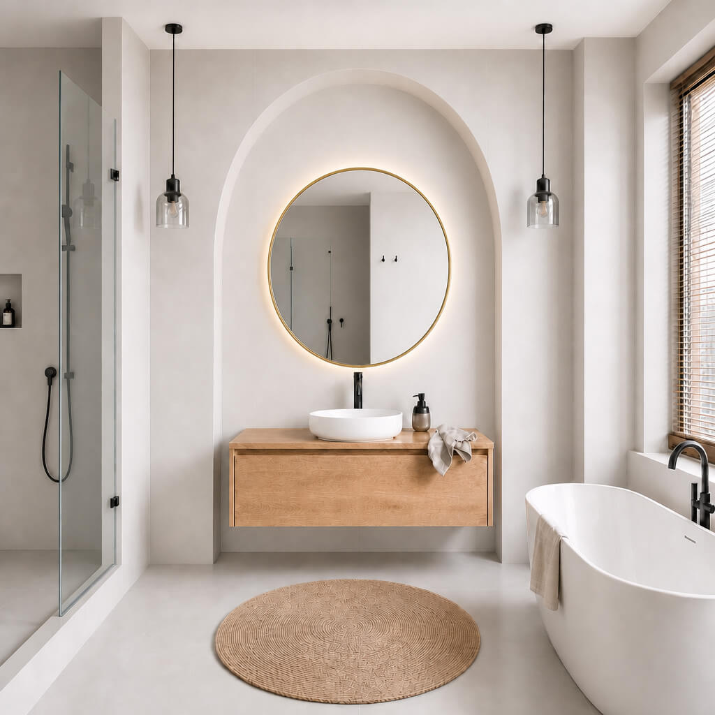 Baltica Design Aluma tükör 50x50 cm kerek világítással arany 5904107933801