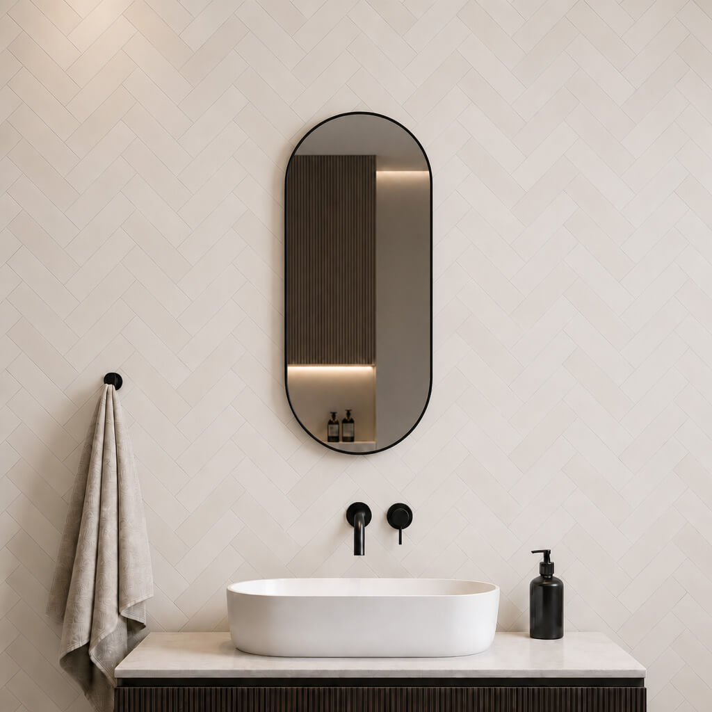 Baltica Design Aluma tükör 50x100 cm ovális fekete 5904107933610