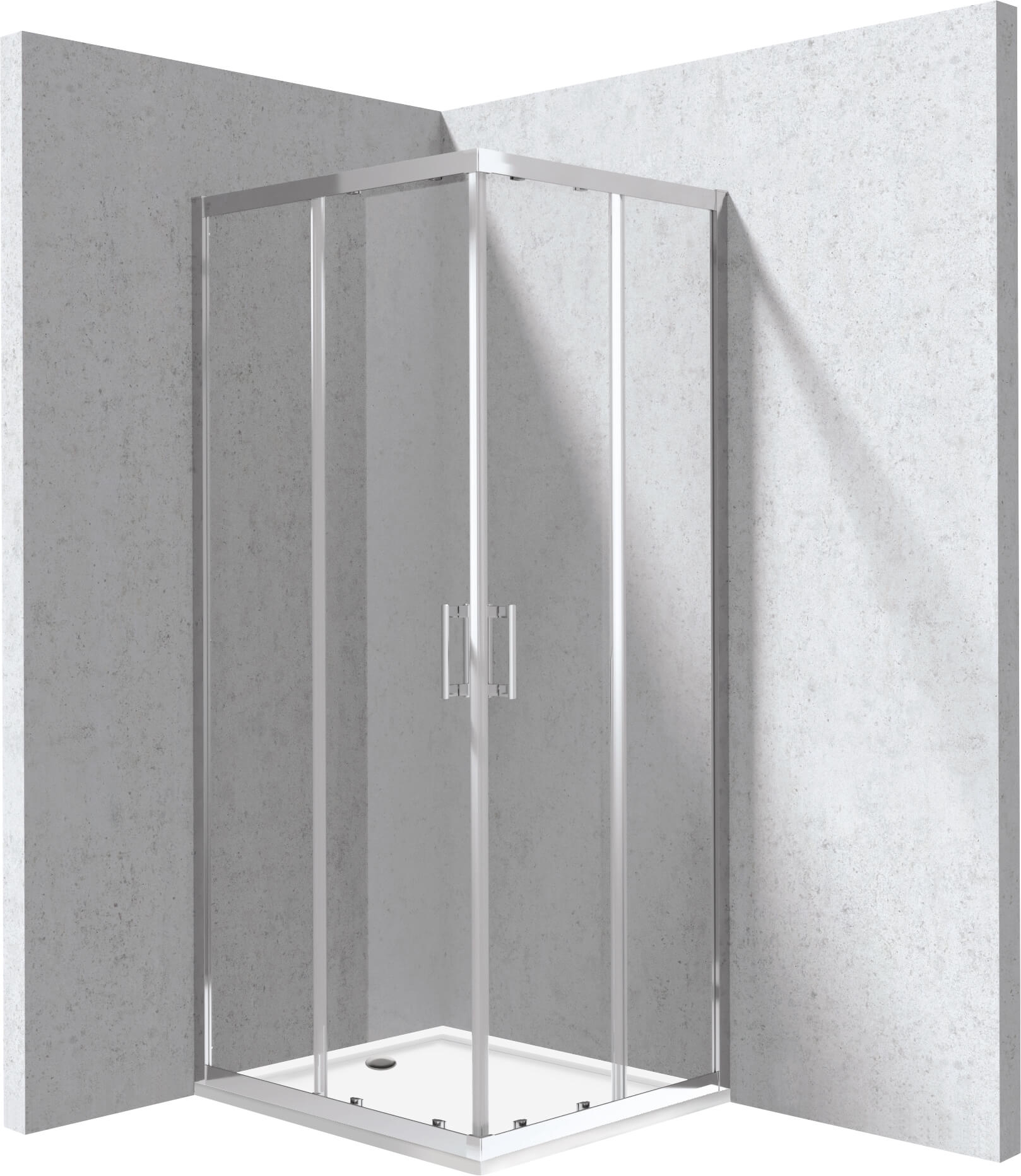 Deante Funkia Evo zuhanykabin zuhanytállal 90x80 cm négyszögletes króm fényes/átlátszó üveg KYCP0089P