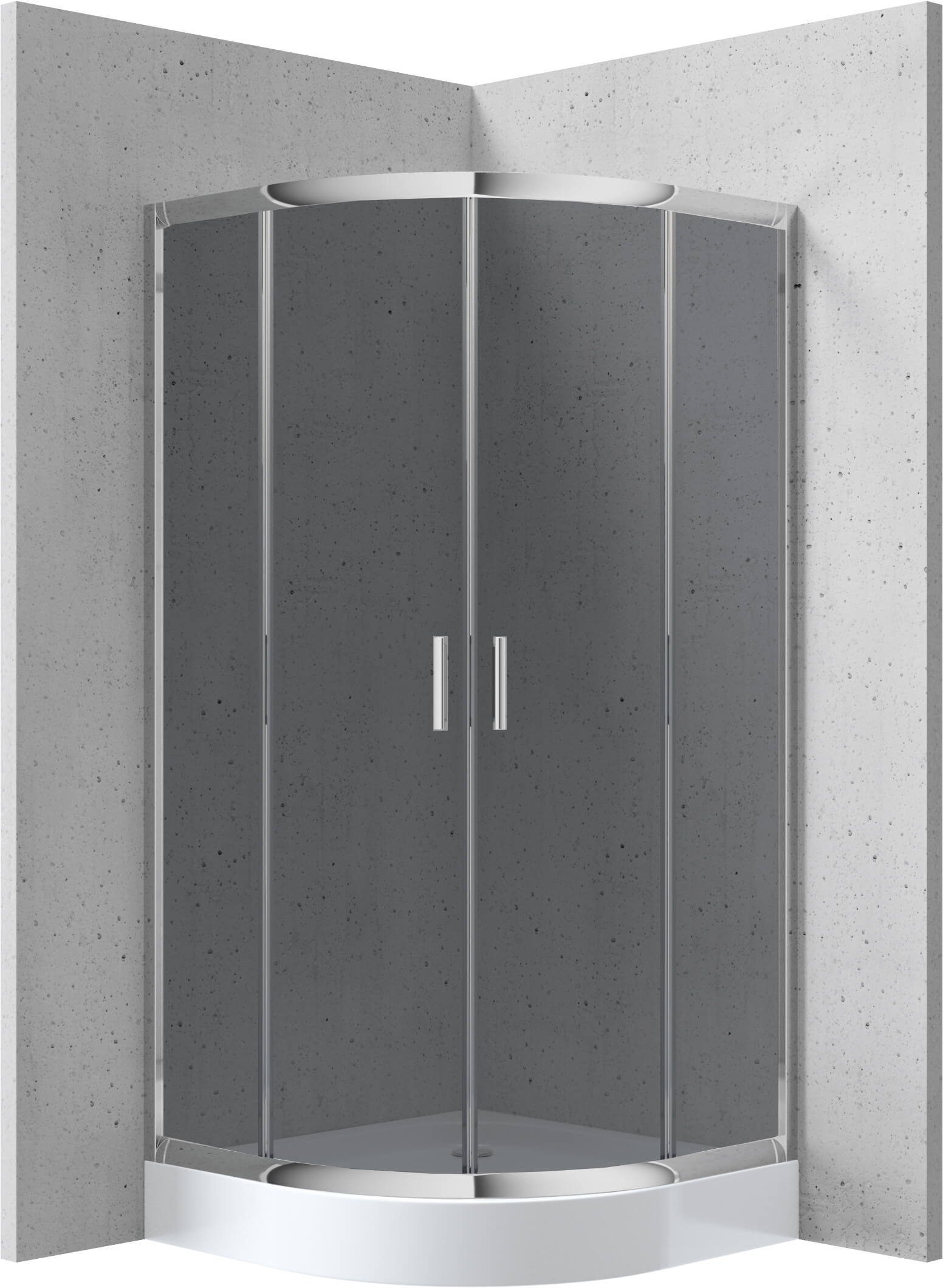 Deante Funkia zuhanykabin zuhanytállal 80x80 cm félkör alakú króm fényes/szürke üveg KYPZ452K