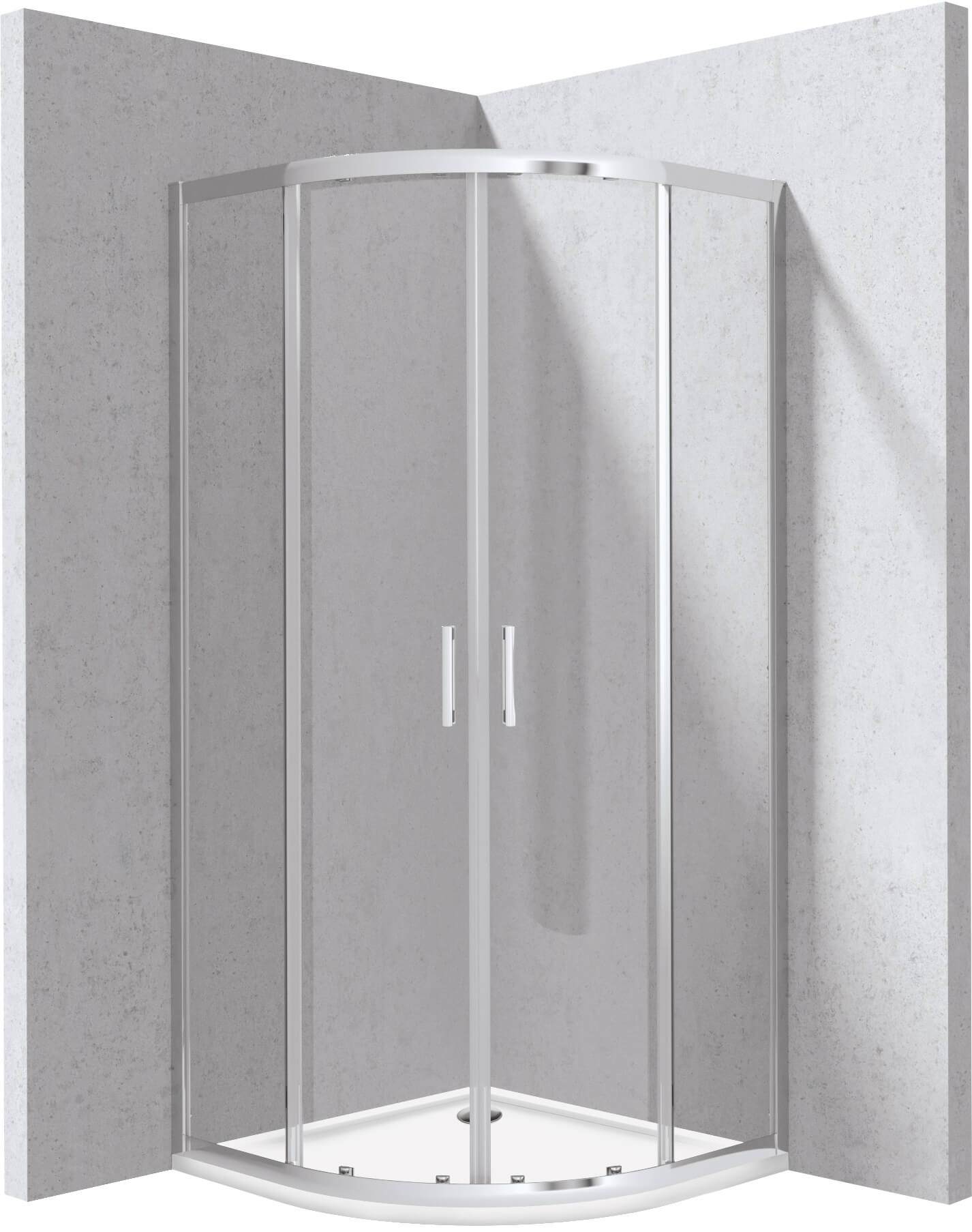 Deante Funkia Evo zuhanykabin zuhanytállal 80x80 cm félkör alakú króm fényes/átlátszó üveg KYPP0088P