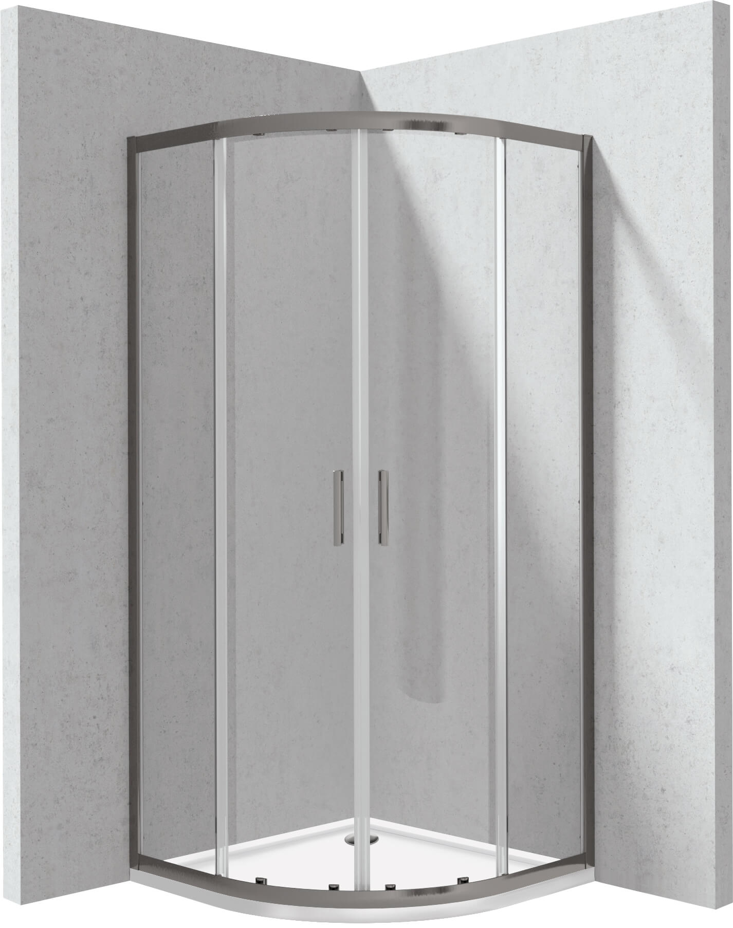 Deante Funkia Evo zuhanykabin zuhanytállal 90x90 cm félkör alakú grafit matt/átlátszó üveg KYPPD099P