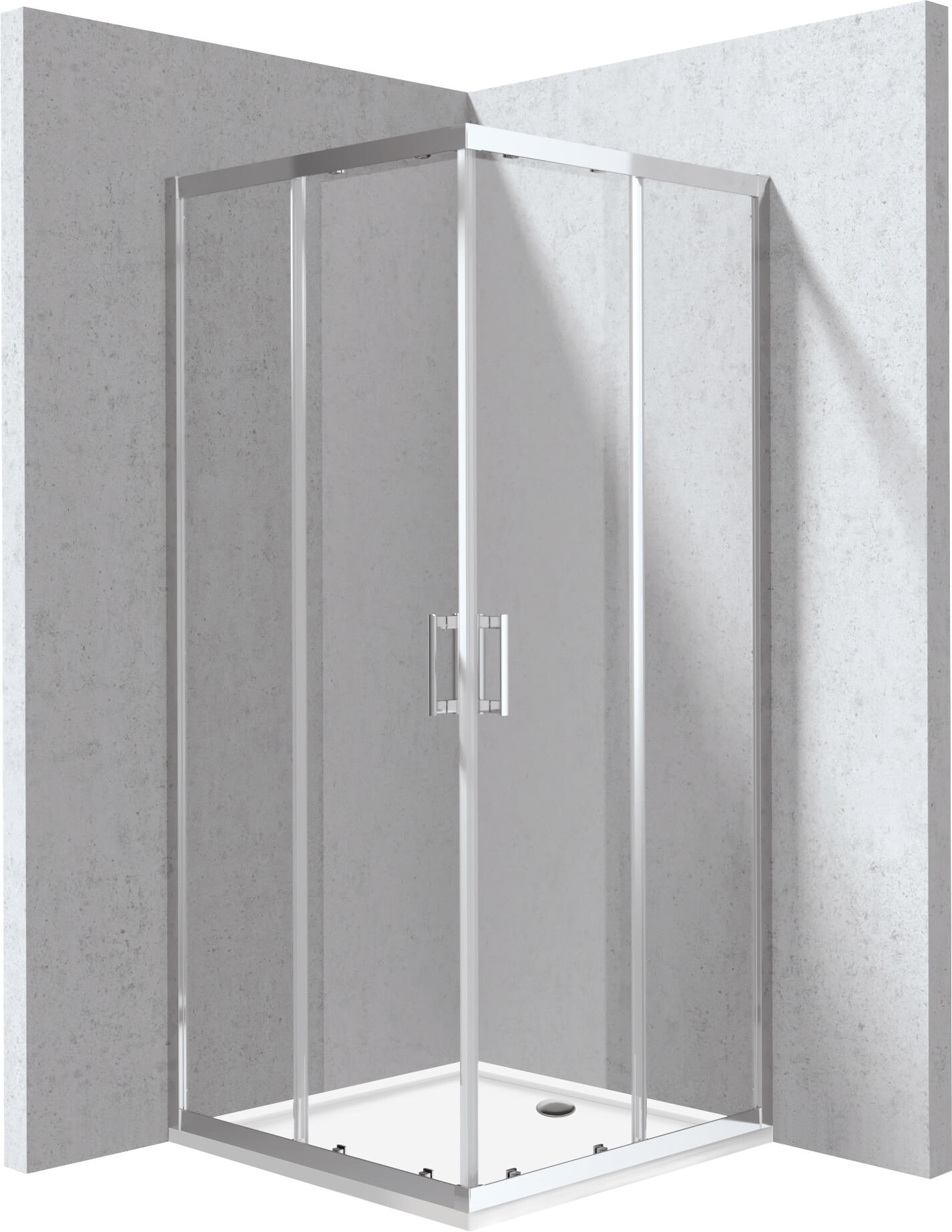 Deante Funkia Evo zuhanykabin zuhanytállal 80x80 cm négyzet króm fényes/átlátszó üveg KYCP0088P