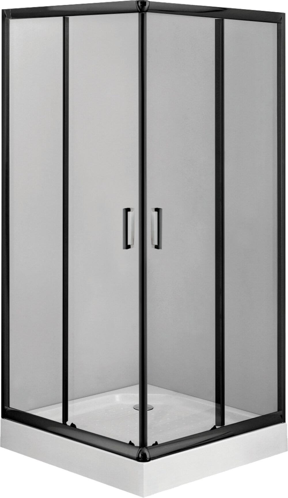 Deante Funkia zuhanykabin zuhanytállal 80x80 cm négyzet fekete matt/átlátszó üveg KDDZN42K