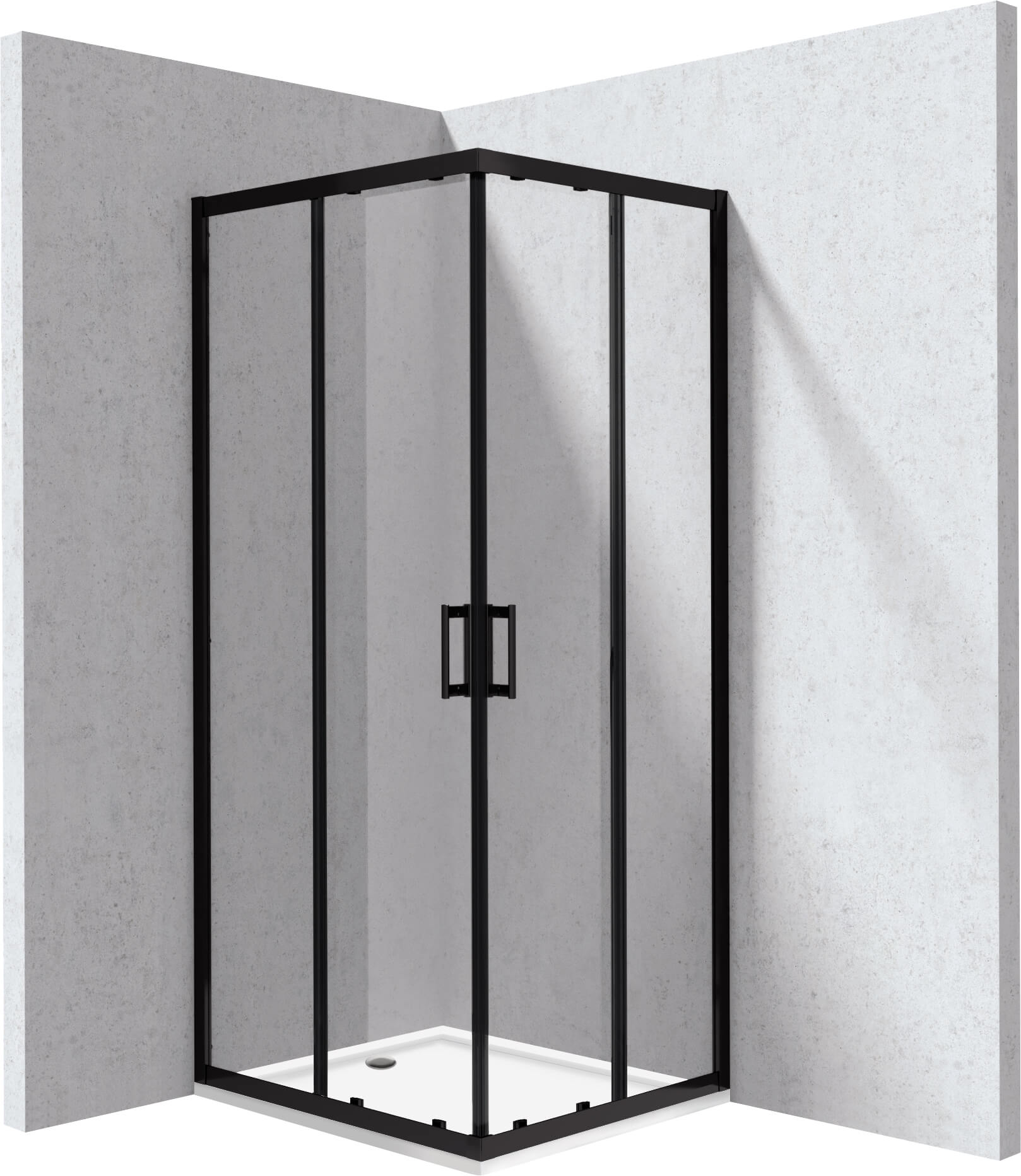 Deante Funkia Evo zuhanykabin zuhanytállal 90x80 cm négyszögletes fekete matt/átlátszó üveg KYCPN089P