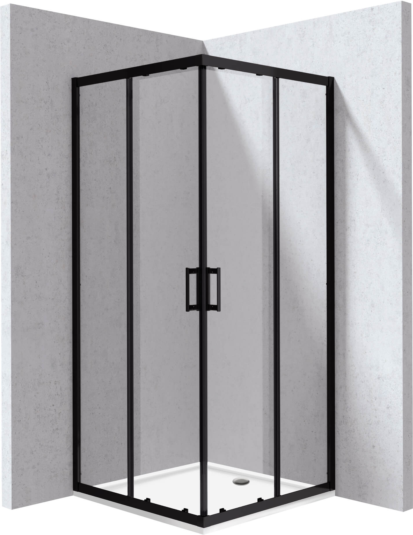Deante Funkia Evo zuhanykabin zuhanytállal 90x90 cm négyzet fekete matt/átlátszó üveg KYCPN099P