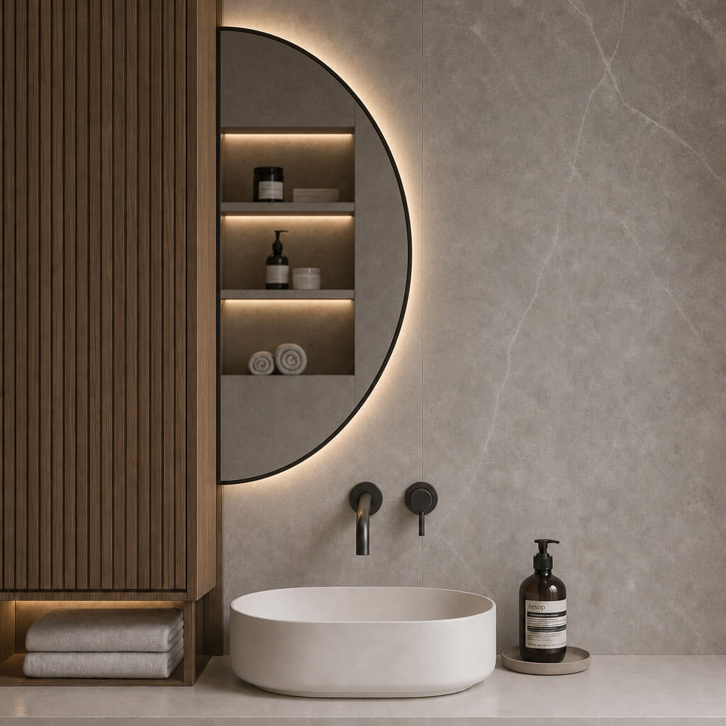 Baltica Design Aluma tükör 60x120 cm világítással fekete 5904107934549