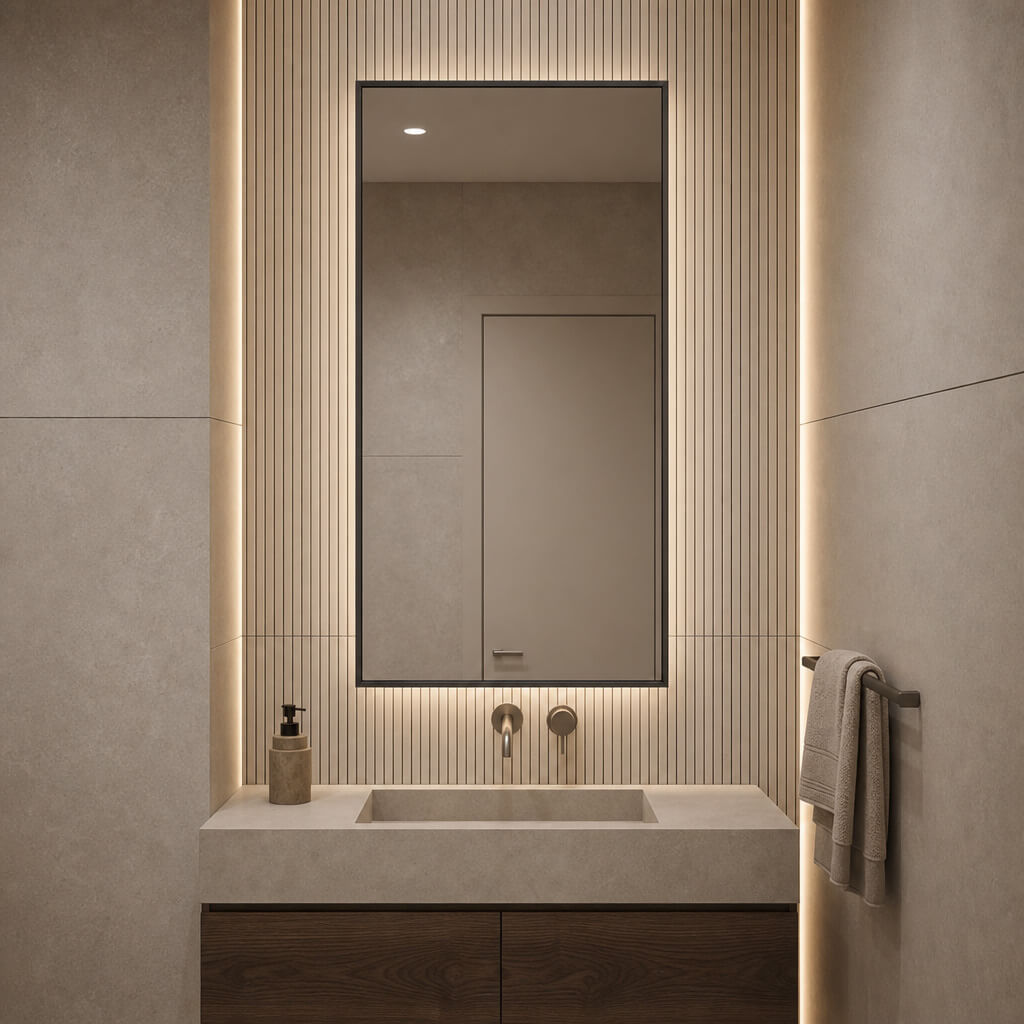 Baltica Design Aluma tükör 60x80 cm négyszögletes világítással fekete 5904107934235