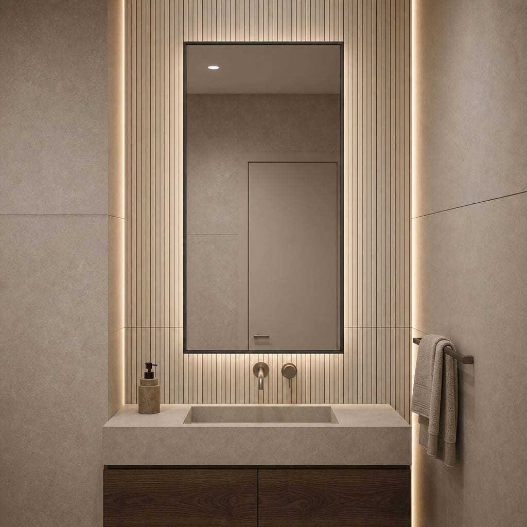 Baltica Design Aluma tükör 50x60 cm négyszögletes világítással fekete 5904107934136