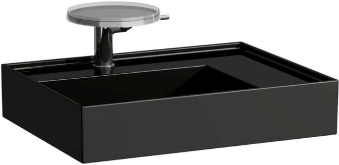 Laufen Kartell mosdótál 60x46 cm négyszögletes klasszikus fekete fényes H8103340201111