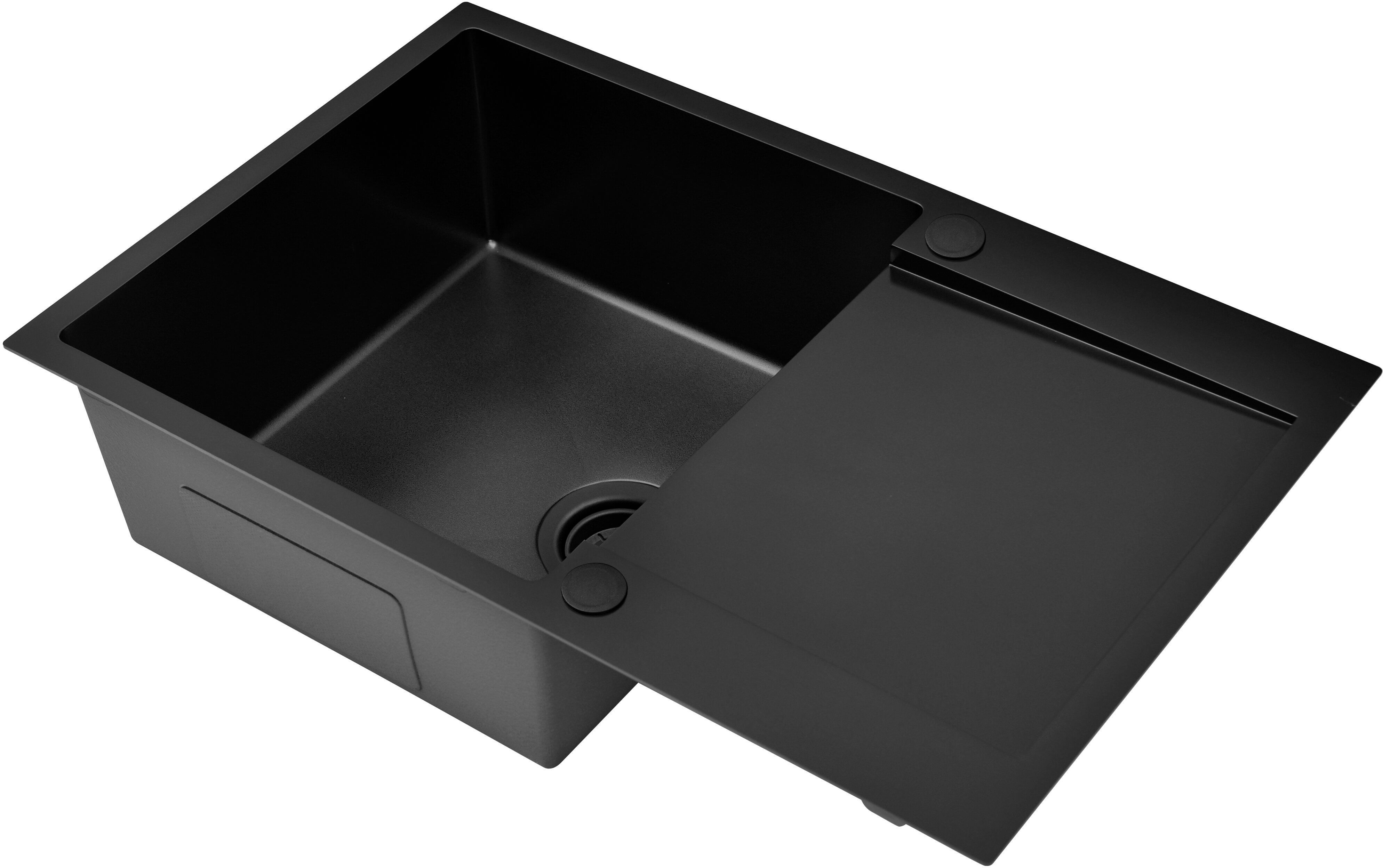Ruvetti Masivo acél mosogató 78x50 cm fekete 5002M_PVD_BL160_W