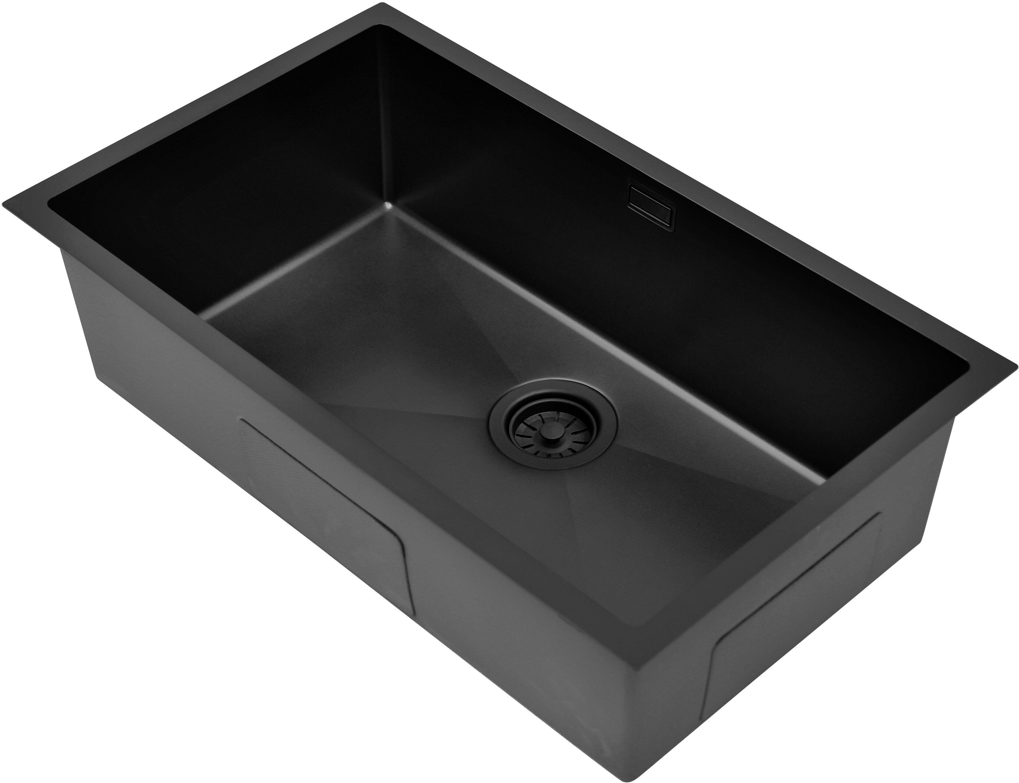 Ruvetti Stelio acél mosogató 74x44 cm fekete 5001S_PVD_BL80_P