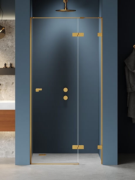 New Trendy Eventa Gold Brushed zuhanyajtók 80 cm dönthető arany csiszolt/átlátszó üveg EXK-8224
