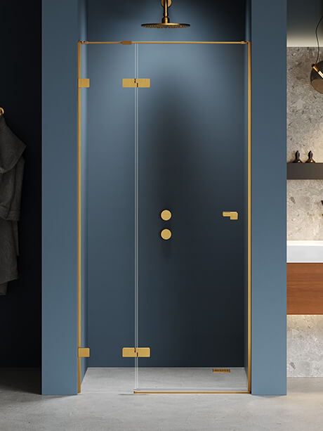 New Trendy Eventa Gold Brushed zuhanyajtók 100 cm dönthető arany csiszolt/átlátszó üveg EXK-8227