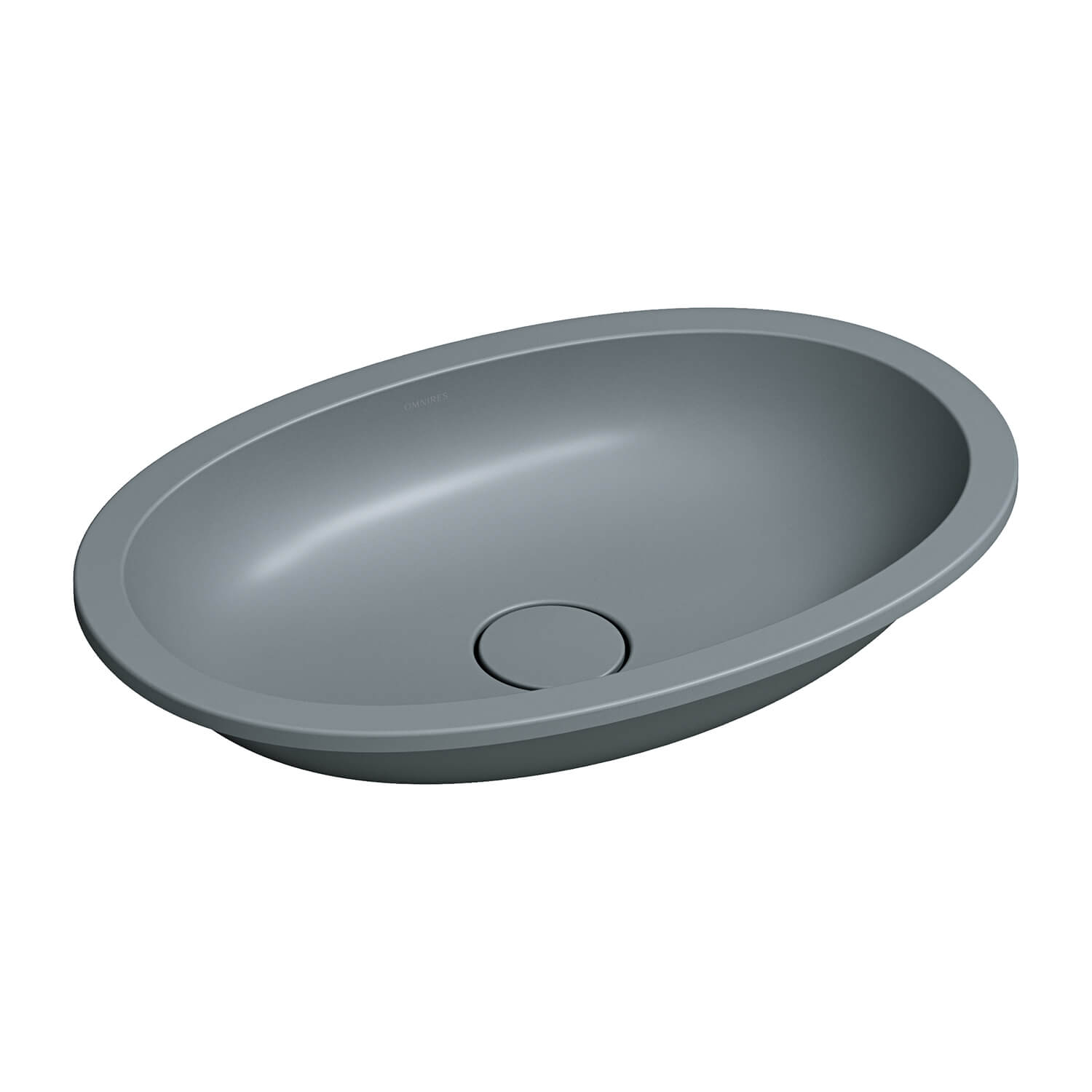 Omnires Shell M+ mosdótál 54x34 cm ovális alulról beépíthető szürke/kő matt SHELL540UPAG