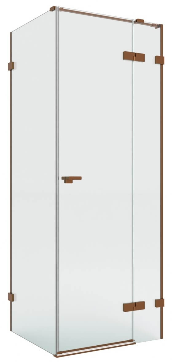 New Trendy Eventa Copper Brushed zuhanykabin 110x90 cm négyszögletes réz csiszolt/átlátszó üveg EXK-8058