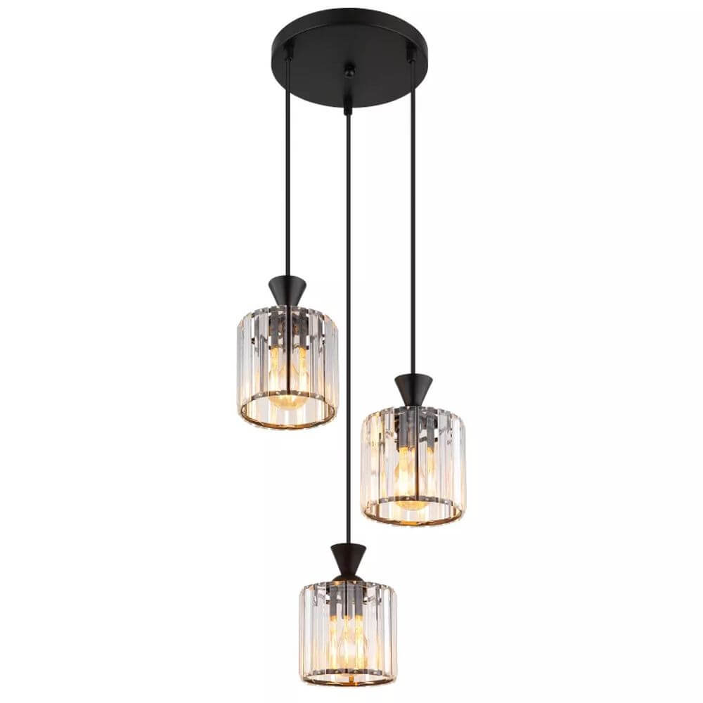 Globo Lighting Jordana függőlámpa 3x60 W fekete-átlátszó 15742-3