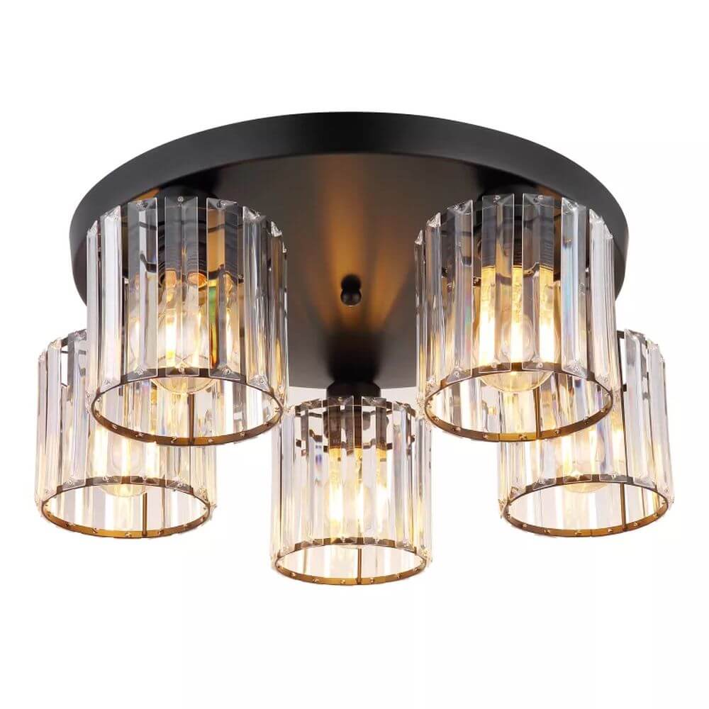 Globo Lighting Jordana mennyezeti lámpa 5x60 W fekete-átlátszó 15742-5D
