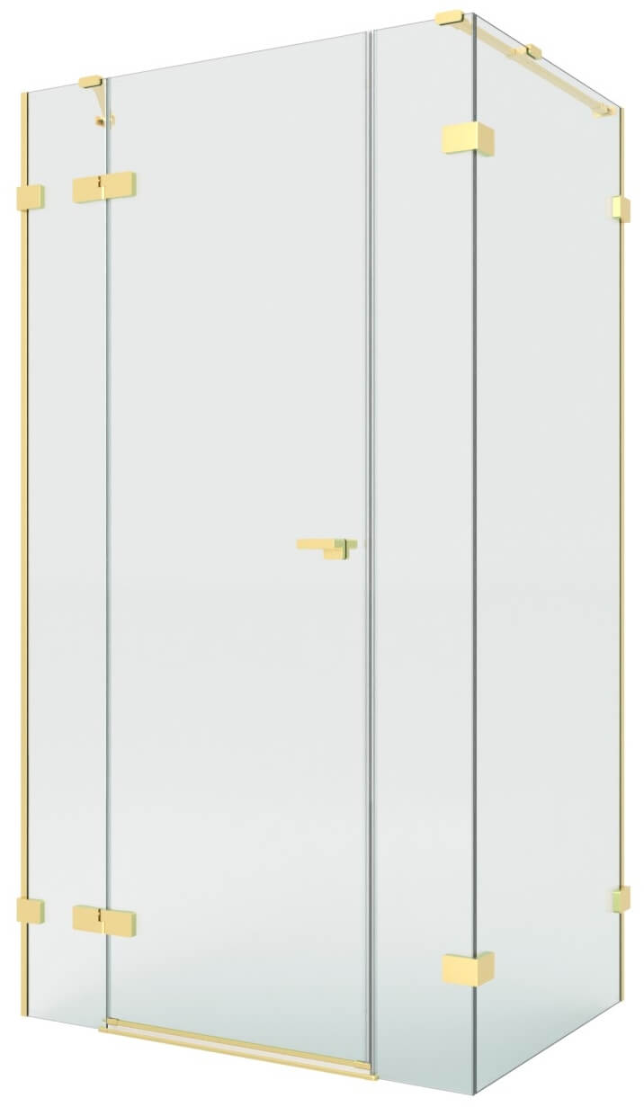 New Trendy Eventa Gold Brushed zuhanykabin 130x80 cm négyszögletes arany csiszolt/átlátszó üveg EXK-8328