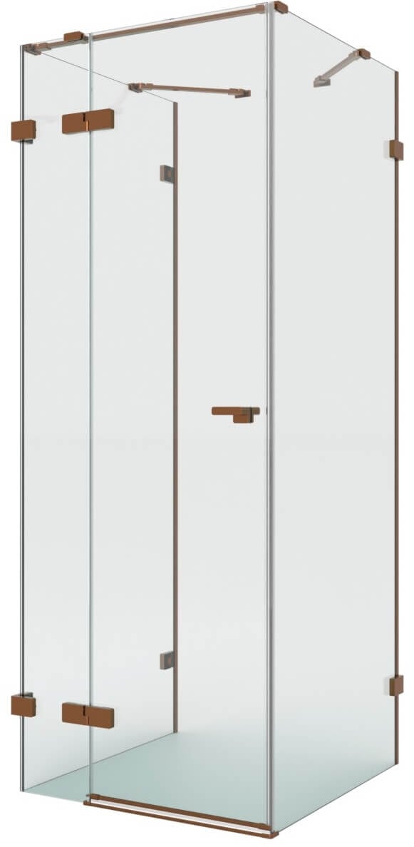 New Trendy Eventa Copper Brushed zuhanykabin 100x80 cm négyszögletes réz csiszolt/átlátszó üveg EXK-8123