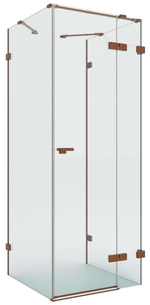 New Trendy Eventa Copper Brushed zuhanykabin 120x90 cm négyszögletes réz csiszolt/átlátszó üveg EXK-8132
