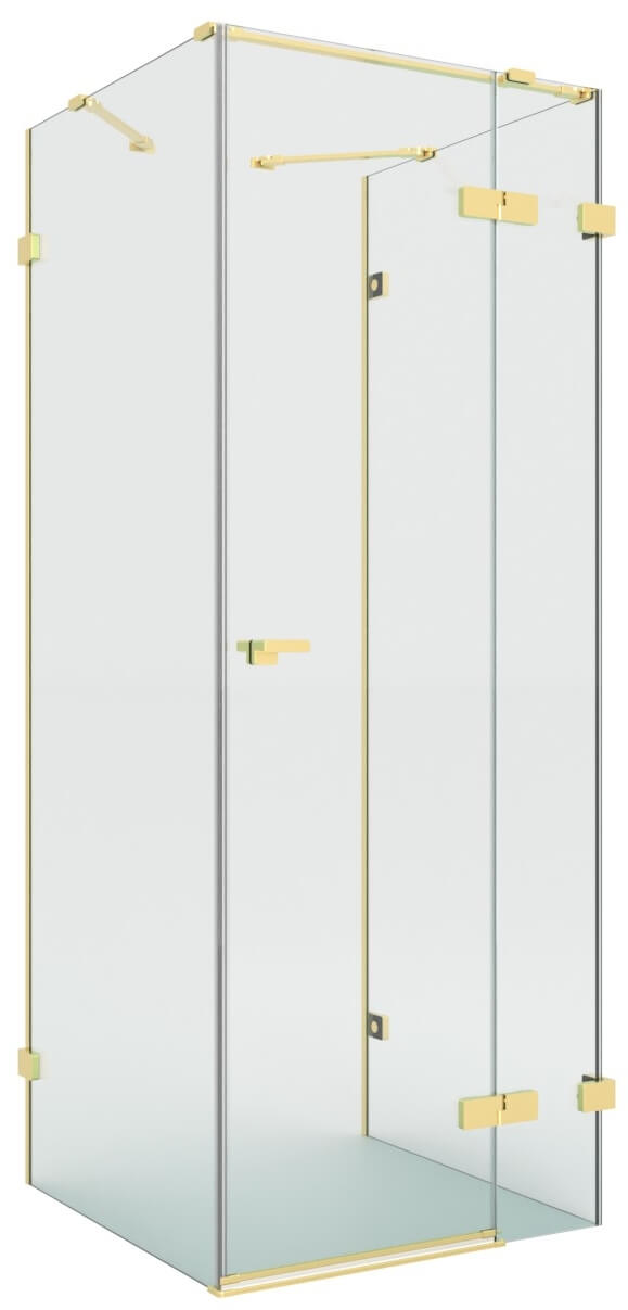 New Trendy Eventa Gold Brushed zuhanykabin 90x80 cm négyszögletes arany csiszolt/átlátszó üveg EXK-8347