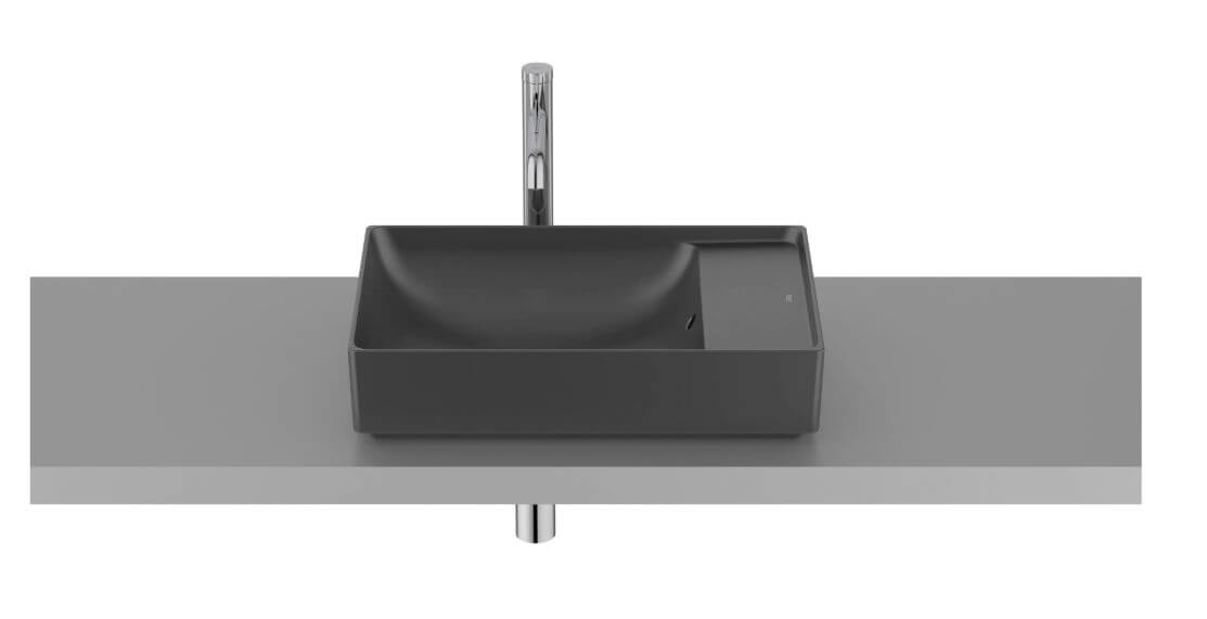 Roca Ona mosdótál 55x34.5 cm négyszögletes mosdótálak fekete matt A32768C080