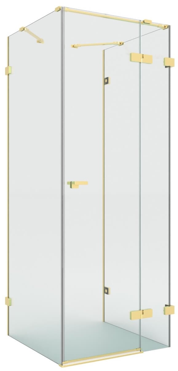 New Trendy Eventa Gold Brushed zuhanykabin 100x90 cm négyszögletes arany csiszolt/átlátszó üveg EXK-8355